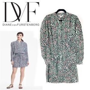 Diane Von Furstenberg Deandra Silk Leopard print dress Sz14